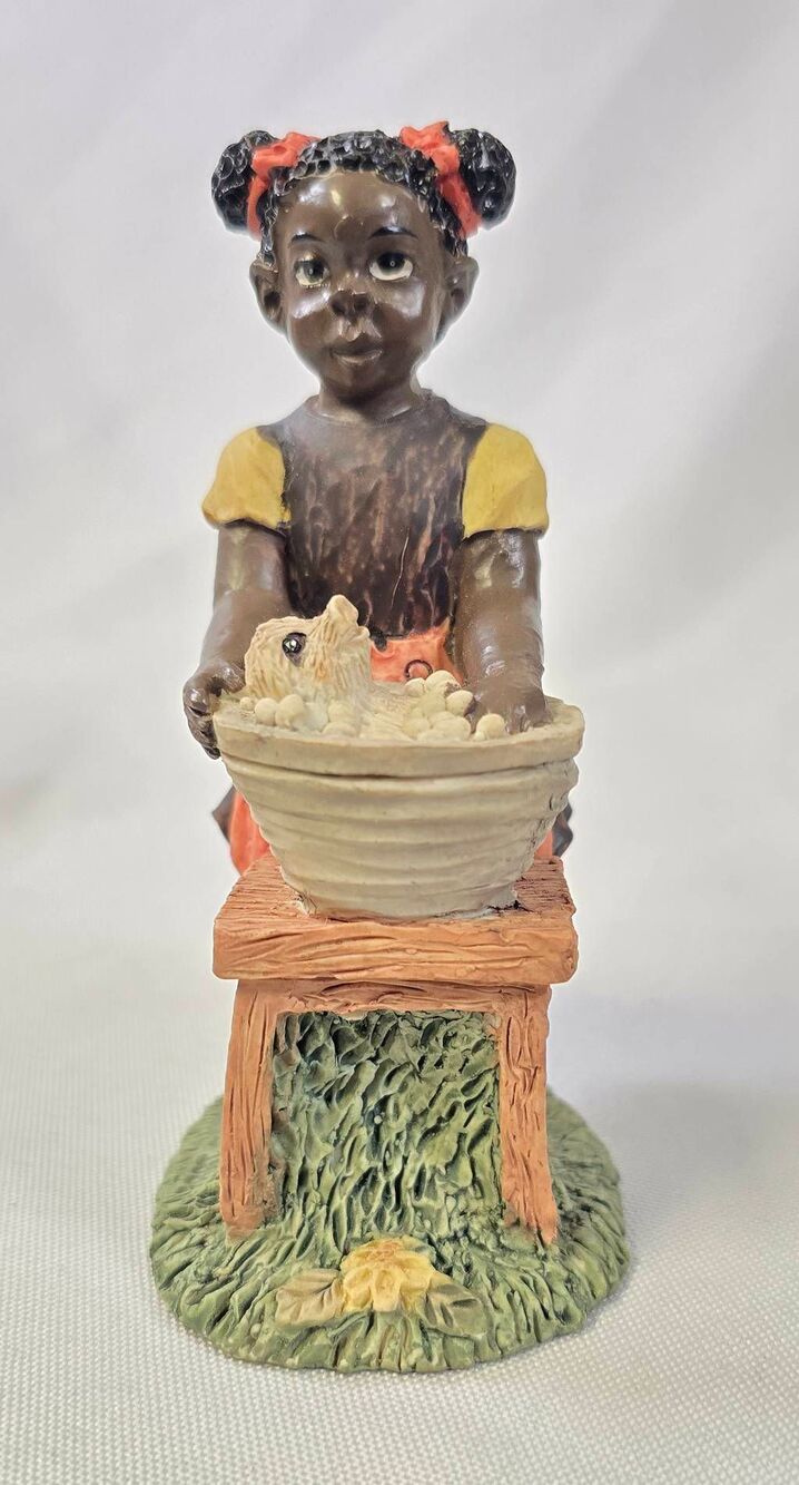 Vintage Young’s Inc Figurine - Girl Bathing Piglet In Wash Tub